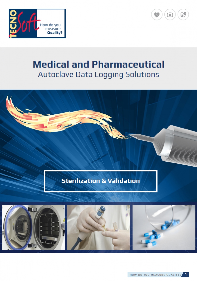 Brochure per sistemi di validazione autoclavi e sterilizzazione in ambito medicale e farmaceutico