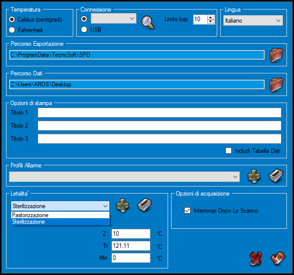 Selezione Profilo Analisi Tecnosoft SPD