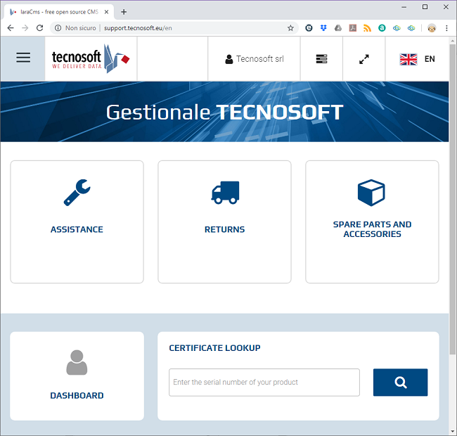 Logged in Tecnosoft Service Website