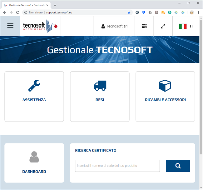 Account Registrato Sito Tecnosoft Supporto