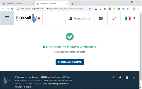 Verifica Email su sito Assistenza Tecnosoft